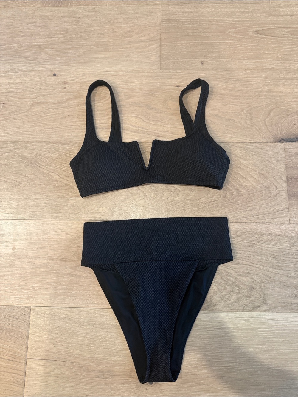 Aerie Shine Pique Banded high waist bikini set size medium